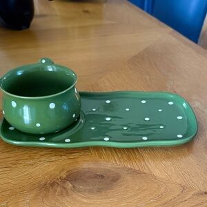 TemGreen Polka Dot Ceramic Cup and Saucer Set